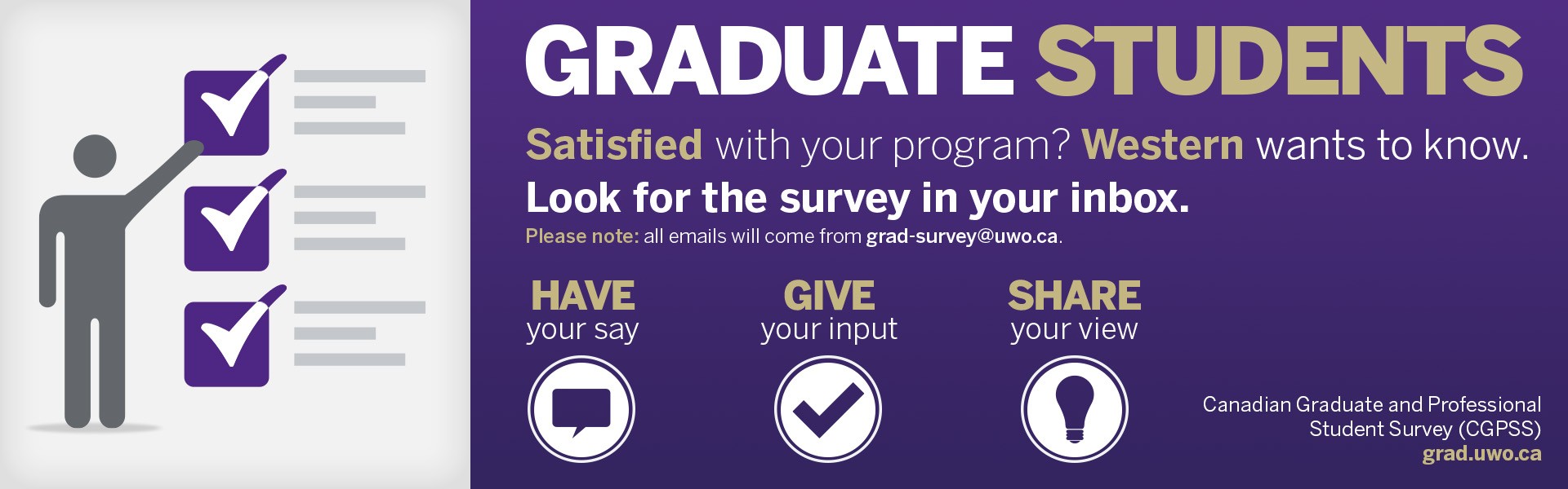 Graphic promoting details of the 2025 Canadian Graduate and Professional Student Survey